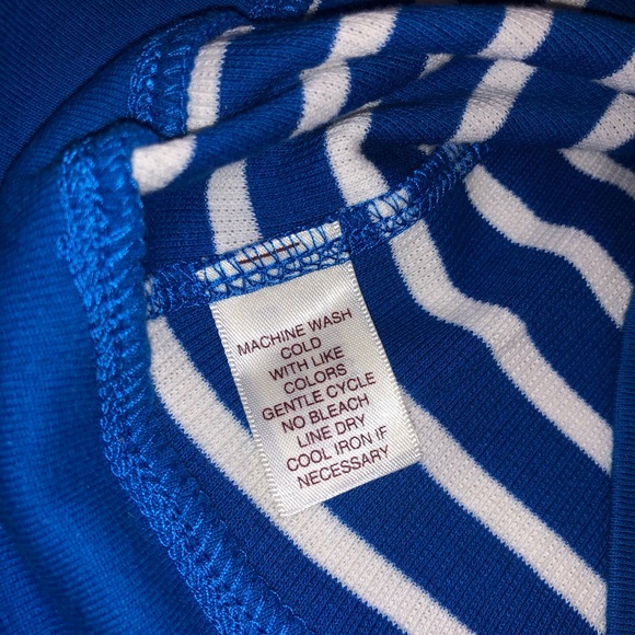 Original Self Esteem 🦋 Sticker on VTG Sz M Blue White Stripe Waffle Henley - Picture 8 of 9